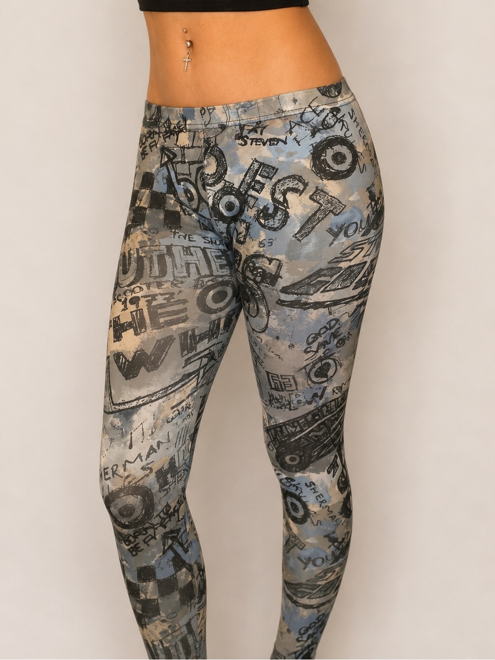 Grey Graphic Scribbles Leggings